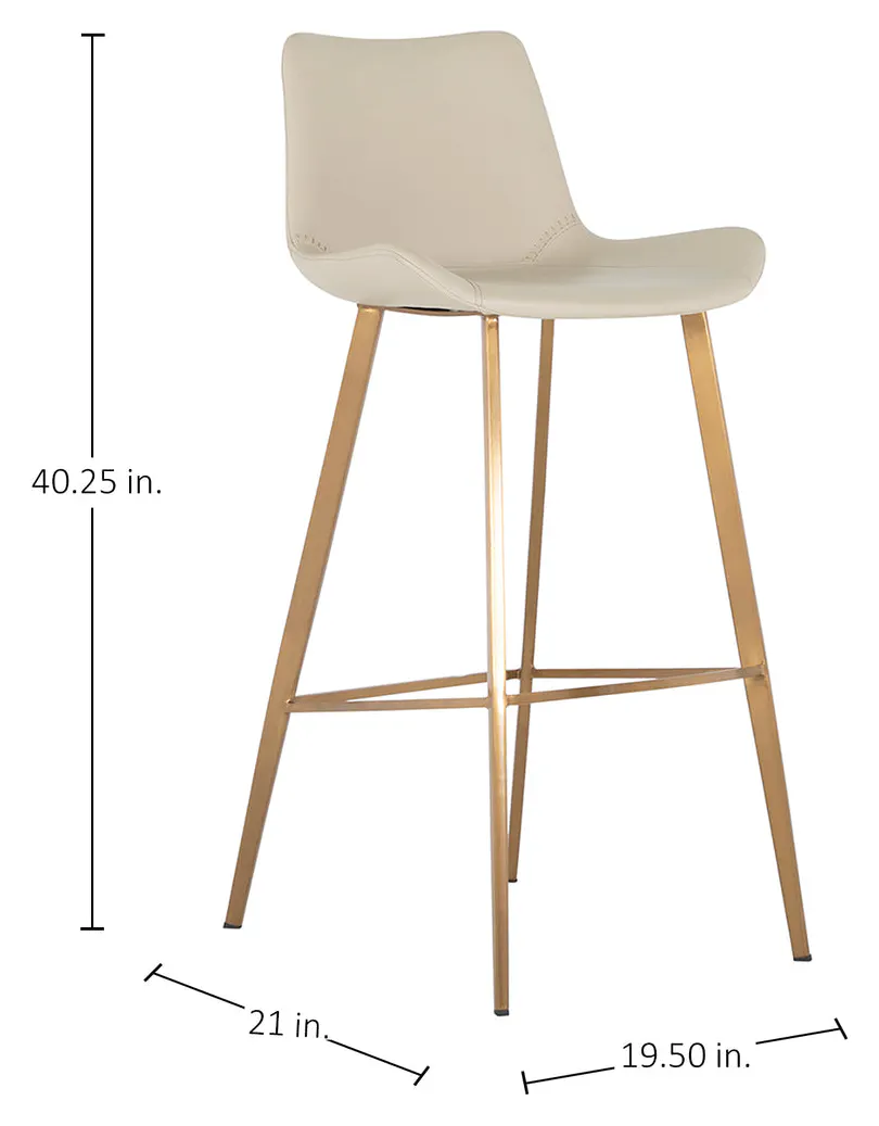 Gabby Home SCH-175590 Hines Faux Leather Stainless Steel Bar Stool - White Gold Gabby Home SCH-175590 Hines Faux Leather Stainless Steel Bar Stool - White Gold