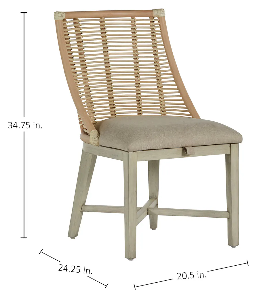 Gabby Home SCH-166350 Hamlet Natural Rattan Leather Dining Chair - White Vienna Custard Sesame Gabby Home SCH-166350 Hamlet Natural Rattan Leather Dining Chair - White Vienna Custard Sesame