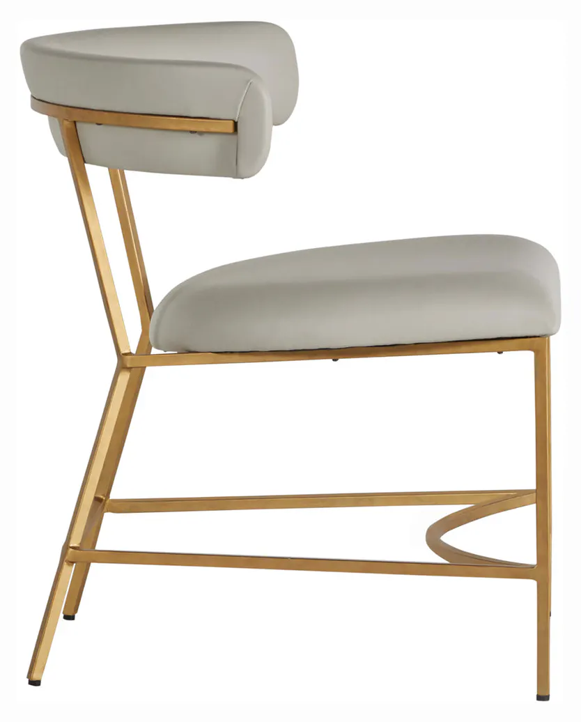 Gabby Home SCH-167080 Mason Faux Leather Metal Dining Chair - Gray Antique Gold Gabby Home SCH-167080 Mason Faux Leather Metal Dining Chair - Gray Antique Gold