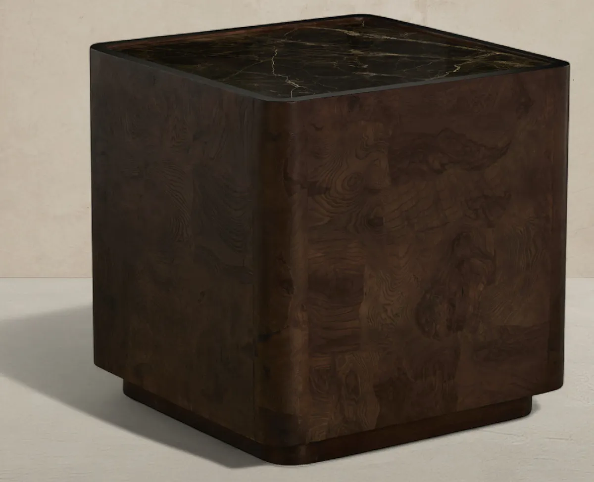 Gabby Home SCH-175952 Summit Ash Burl Square Pedestal Side Table - Dusk Gabby Home SCH-175952 Summit Ash Burl Square Pedestal Side Table - Dusk