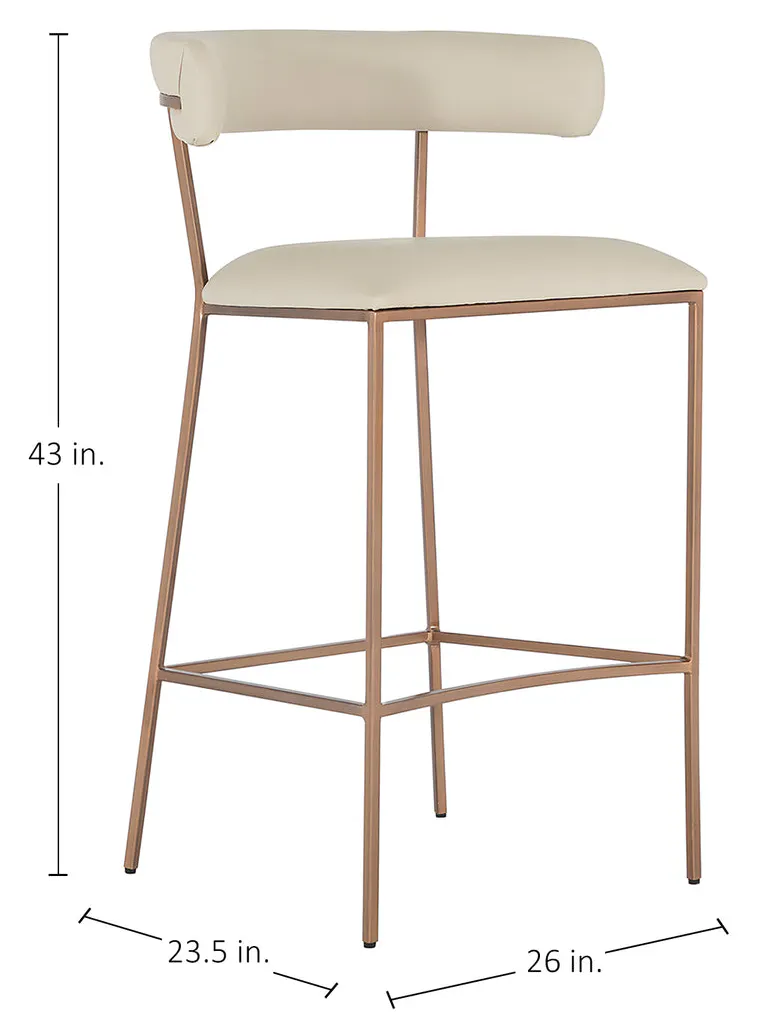Gabby Home SCH-175539 Matlock Metal Faux Leather Bar Stool - White Brass Gabby Home SCH-175539 Matlock Metal Faux Leather Bar Stool - White Brass