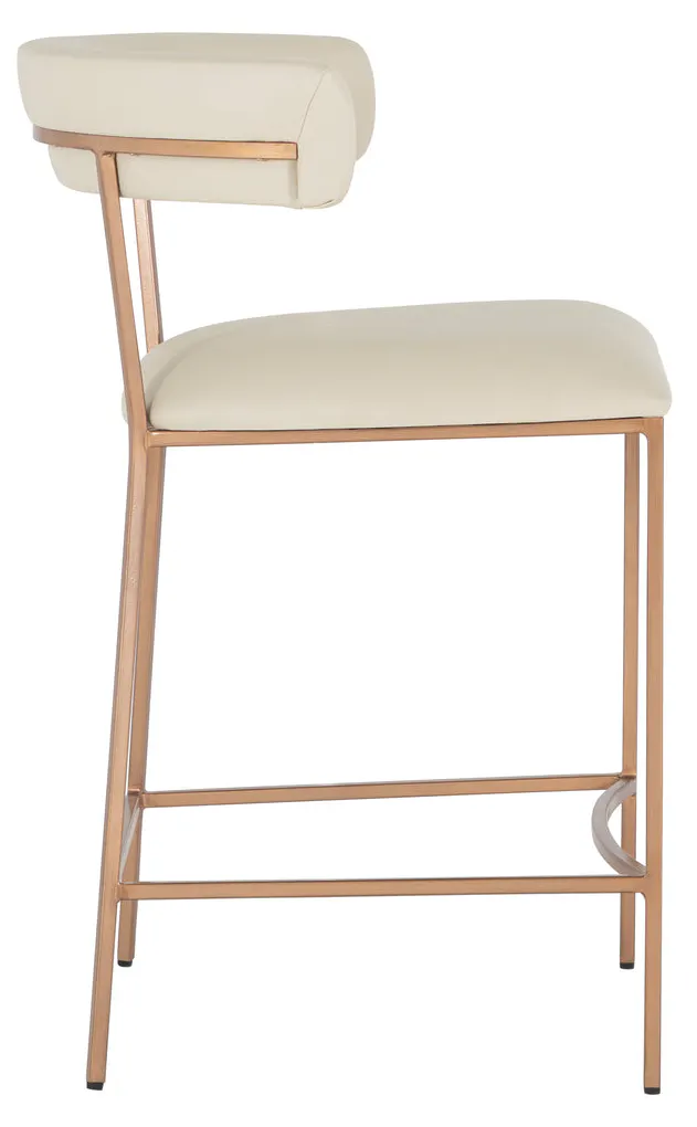 Gabby Home SCH-175540 Matlock Metal Faux Leather Counter Stool - White Brass Gabby Home SCH-175540 Matlock Metal Faux Leather Counter Stool - White Brass