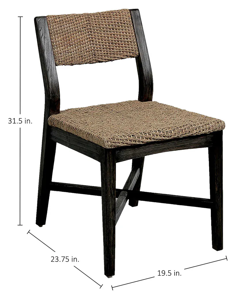 Gabby Home SCH-163210 Richard Rubber Wood Seagrass Mod Curved Side Chair - Dark Brown Gabby Home SCH-163210 Richard Rubber Wood Seagrass Mod Curved Side Chair - Dark Brown