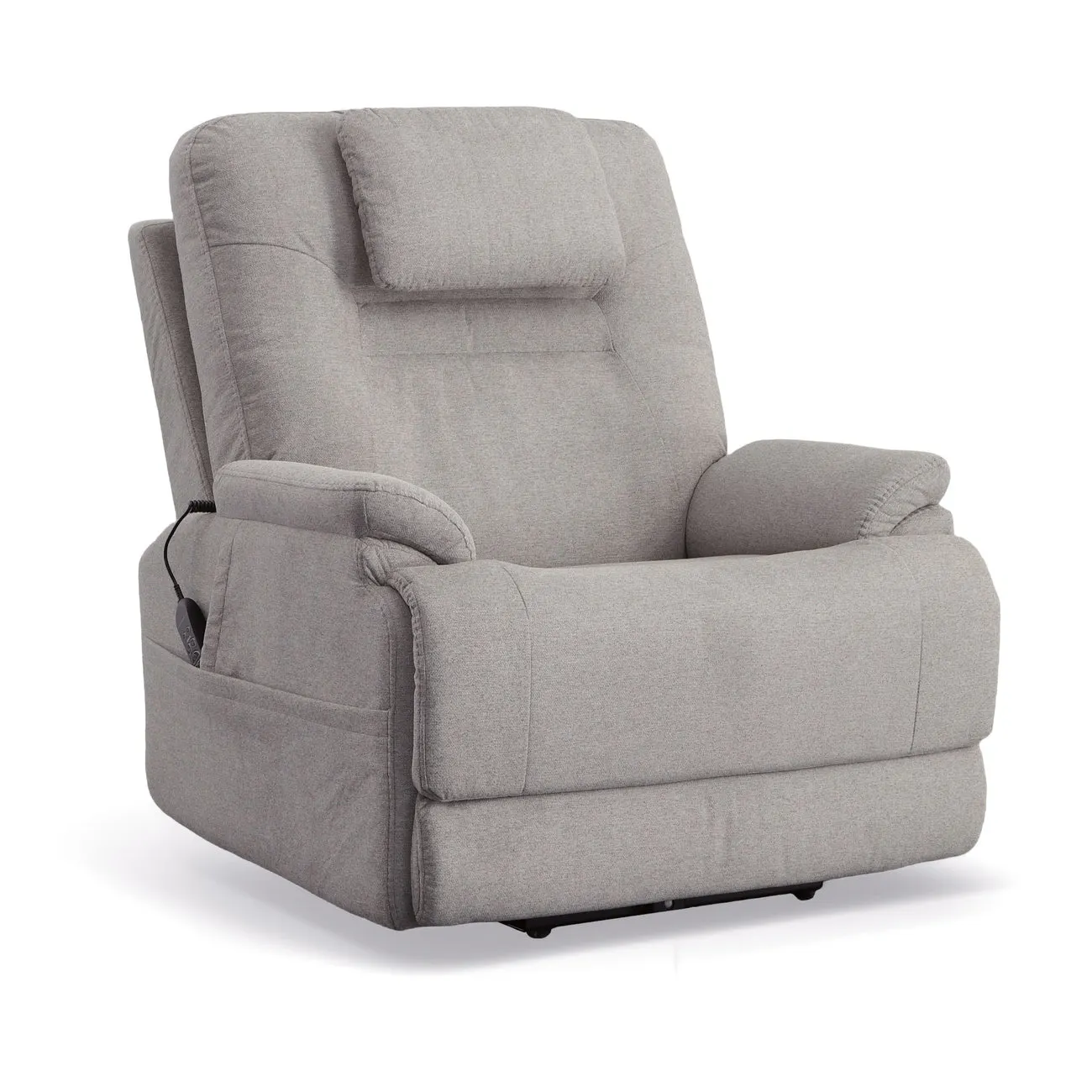 Flexsteel 1092-55P5-35201 Zecliner Model 2+ Dove Fabric Power Lift Sleep Recliner with Power Headrest, Lumbar, Heat & Massage
