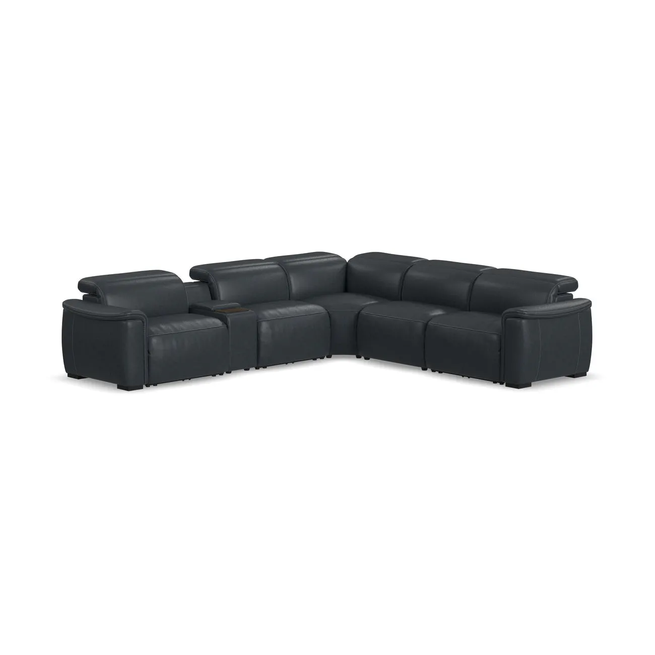 Flexsteel 1427-SECTPH-73240 Camden Navy Leather Power Reclining Sectional with Power Headrest