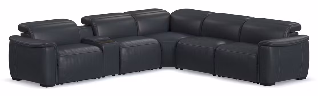 Flexsteel 1427-SECTPH-73240 Camden Navy Leather Power Reclining Sectional with Power Headrest Flexsteel 1427-SECTPH-73240 Camden Navy Leather Power Reclining Sectional with Power Headrest