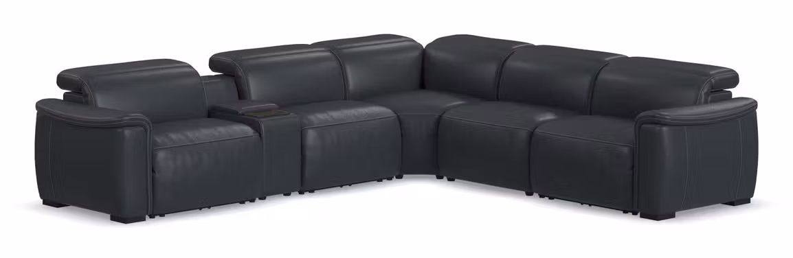 Flexsteel 1427-SECTPH-73240 Camden Navy Leather Power Reclining Sectional with Power Headrest Flexsteel 1427-SECTPH-73240 Camden Navy Leather Power Reclining Sectional with Power Headrest