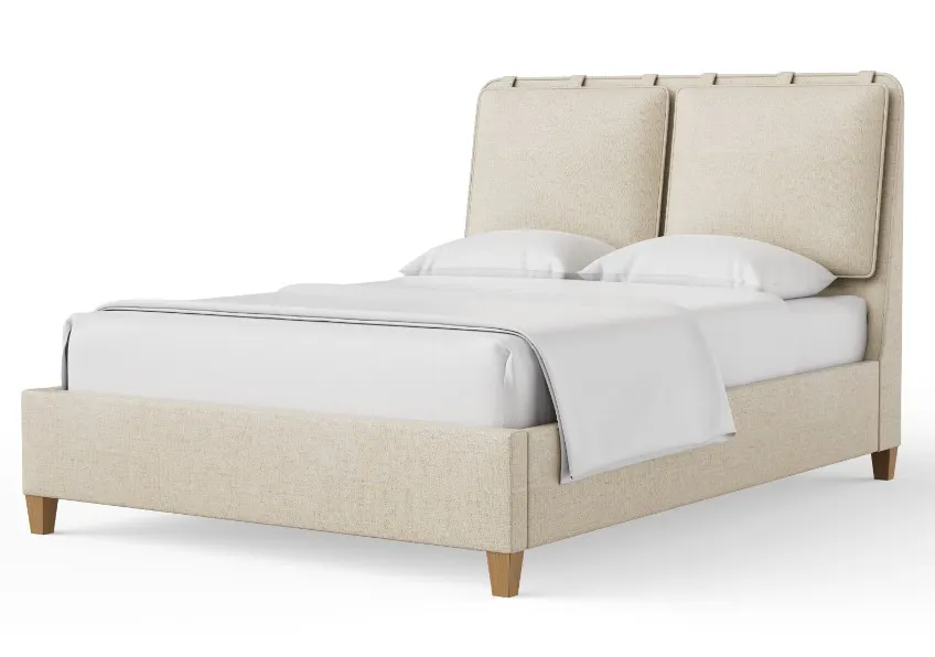 Vaughan Bassett 850-661K-166K-822K-404 Nordhaven King Upholstered Bed Sandstone Nordic Walnut