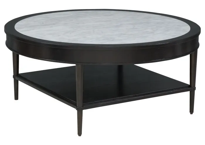 Fairfield 8164-CK Round Cocktail Table with inset White Carrera Stone top Fairfield 8164-CK Round Cocktail Table with inset White Carrera Stone top