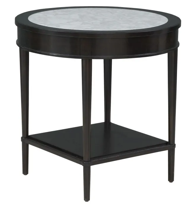 Fairfield 8164-ET Round End Table with inset White Carrera Stone top Fairfield 8164-ET Round End Table with inset White Carrera Stone top