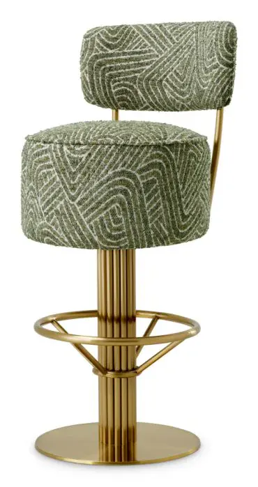 Eichholtz A120168 Bar Stool Carleton With Back in Camari Green Eichholtz A120168 Bar Stool Carleton With Back in Camari Green