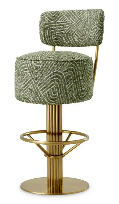 Eichholtz A120168 Bar Stool Carleton With Back in Camari Green Eichholtz A120168 Bar Stool Carleton With Back in Camari Green