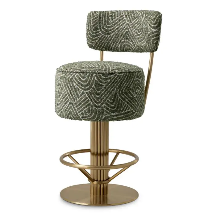 Eichholtz A120209 Counter Stool Carleton With Back in Camari Green
