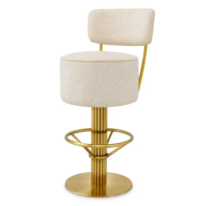 Eichholtz A120861 Bar Stool Carleton With Back in Camari Cream