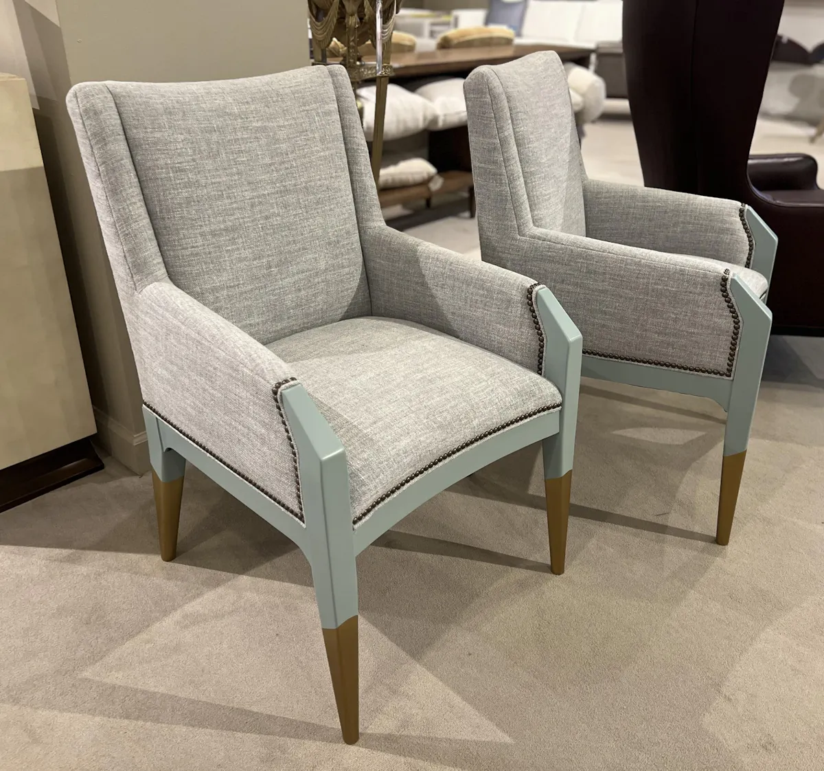 Hickory Chair HC8506-11/300 Tate Arm Chair Gold Paint Leg Hickory Chair HC8506-11/300 Tate Arm Chair Gold Paint Leg