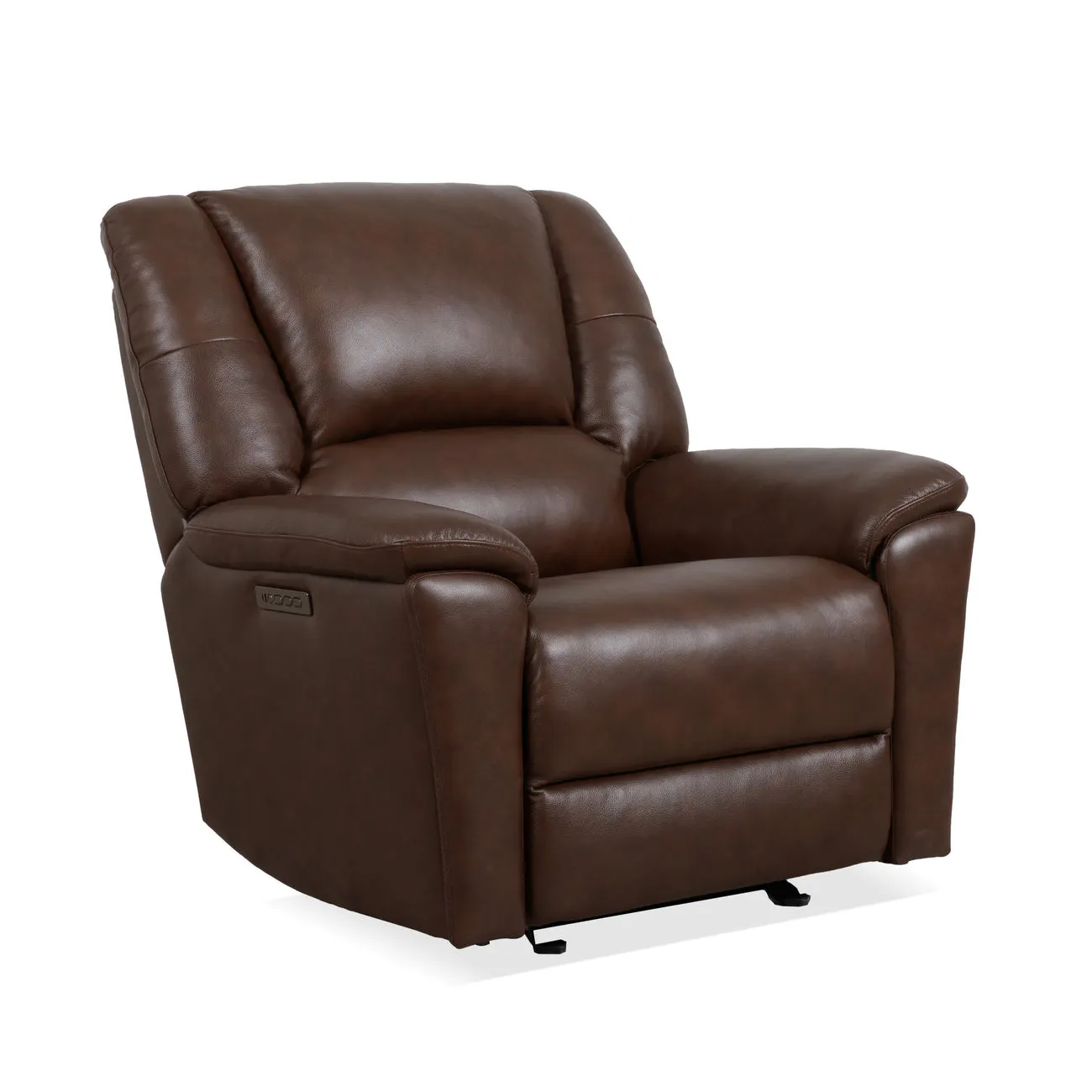 Flexsteel Q3432-54P3-73770 Plush Tavern Brown Leather Perfect Match Power Gliding Recliner with Power Headrest & Lumbar