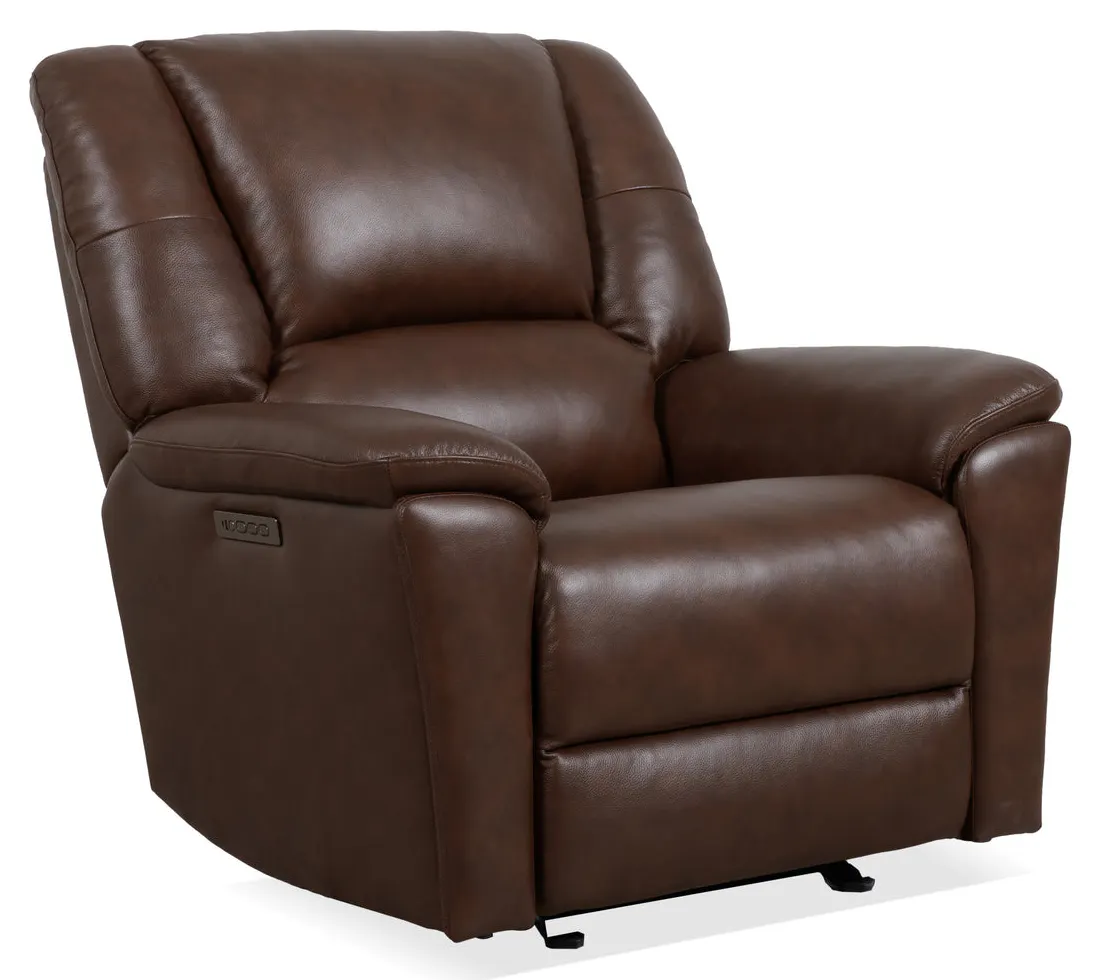 Flexsteel Q3432-54P3-73770 Plush Tavern Brown Leather Perfect Match Power Gliding Recliner with Power Headrest & Lumbar Flexsteel Q3432-54P3-73770 Plush Tavern Brown Leather Perfect Match Power Gliding Recliner with Power Headrest & Lumbar