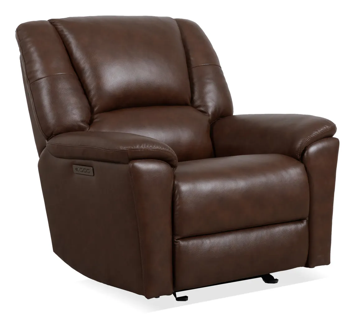 Flexsteel Q3432-54P3-73770 Plush Tavern Brown Leather Perfect Match Power Gliding Recliner with Power Headrest & Lumbar Flexsteel Q3432-54P3-73770 Plush Tavern Brown Leather Perfect Match Power Gliding Recliner with Power Headrest & Lumbar