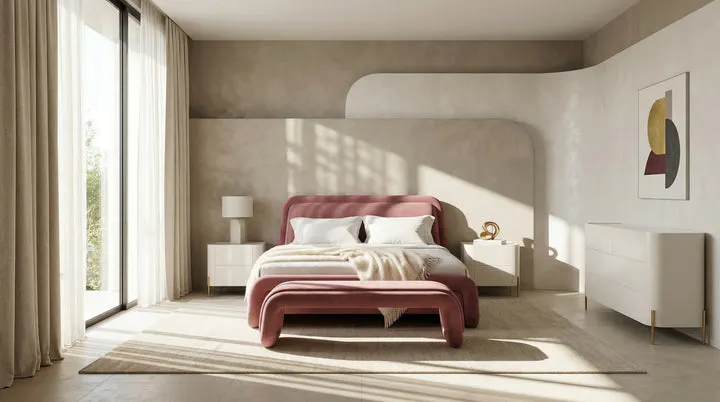 Caracole Furniture CLA-426-126 Bold King Bed - Dusty Rose Caracole Furniture CLA-426-126 Bold King Bed - Dusty Rose