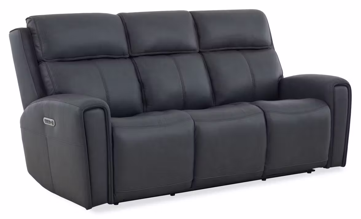 Flexsteel 1848-63P3-72741 Warren Leather Power Reclining Sofa with Console, Power Headrest & Lumbar Flexsteel 1848-63P3-72741 Warren Leather Power Reclining Sofa with Console, Power Headrest & Lumbar