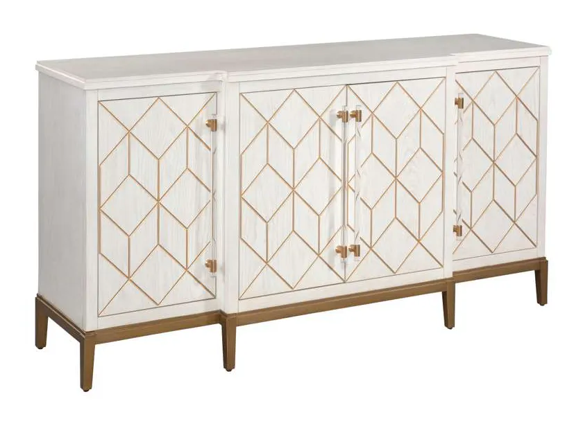 Basset Mirror Company 2431-DR-576 Perrine White Four Door Cabinet Basset Mirror Company 2431-DR-576 Perrine White Four Door Cabinet