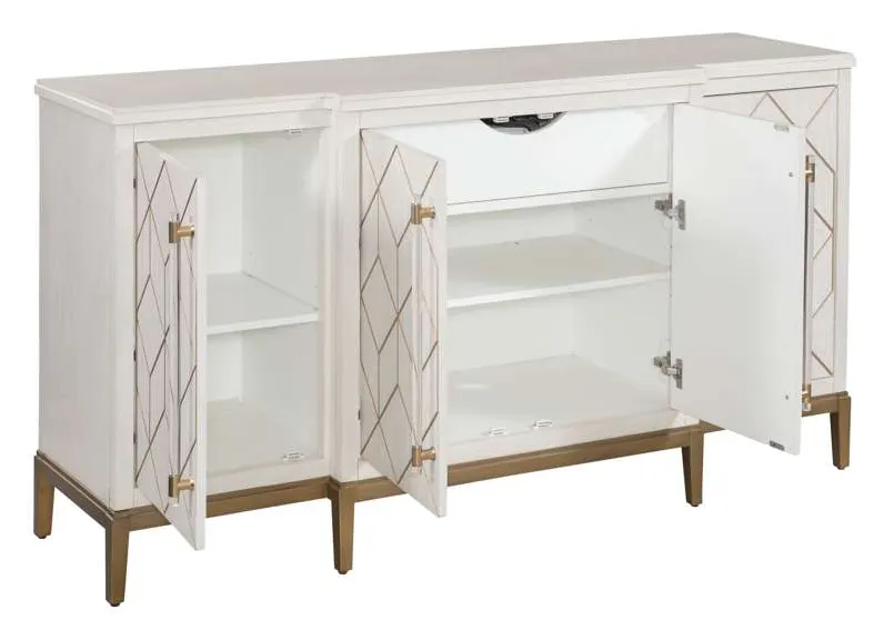 Basset Mirror Company 2431-DR-576 Perrine White Four Door Cabinet Basset Mirror Company 2431-DR-576 Perrine White Four Door Cabinet