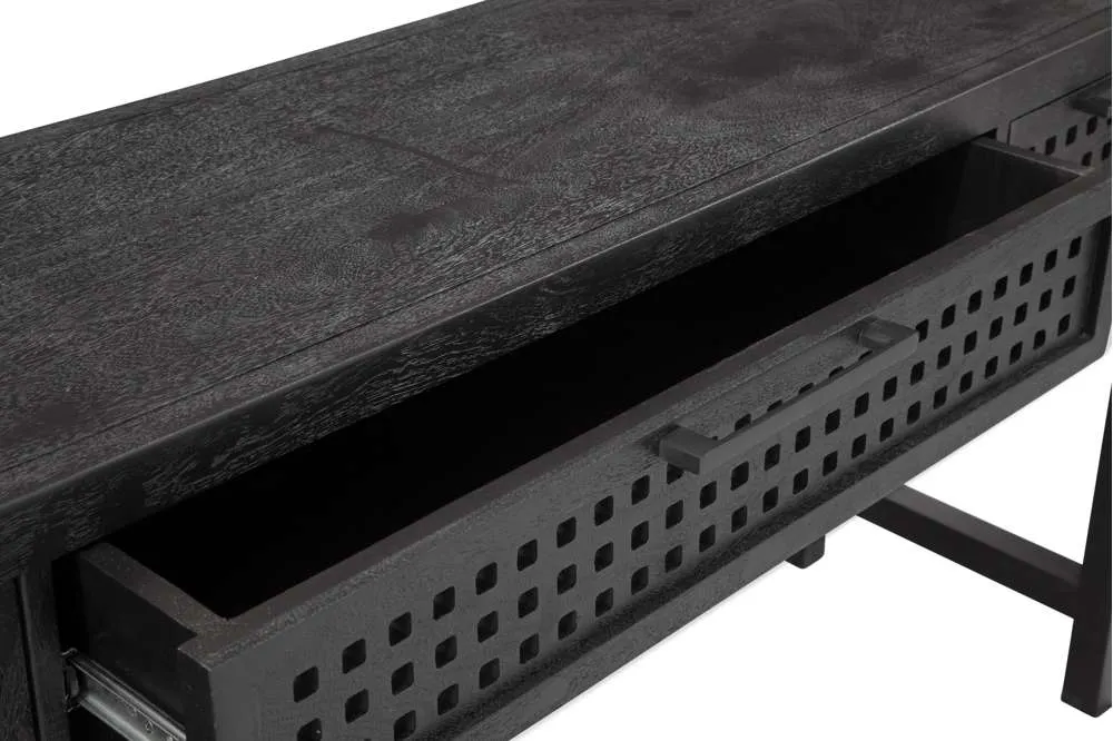 Basset Mirror Company 8235-LR-400 Pentak Black Console Table Basset Mirror Company 8235-LR-400 Pentak Black Console Table