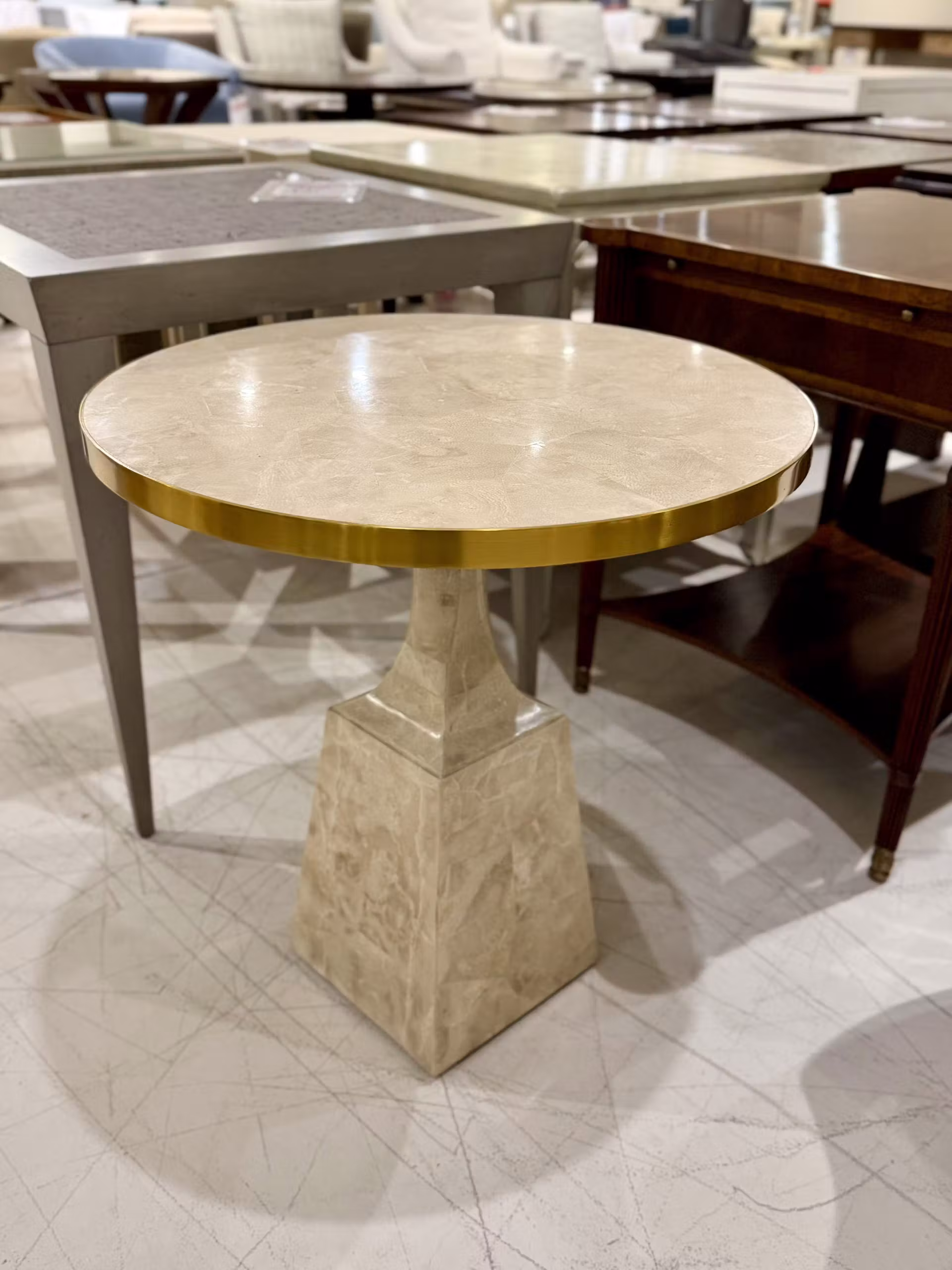 Maitland-Smith 8332-36 Stone Pedestal Occasional Table